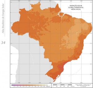 Mapa de irradiação solar do Brasil